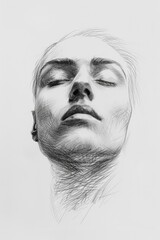 detailed sketch of a human face frontal view