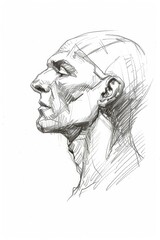 detailed sketch of a human face frontal view