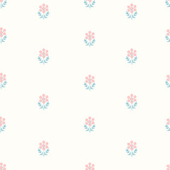 Seamless cute pattern with creative decorative flowers in scandinavian style. Vector floral pattern