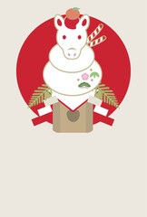 年賀2026　年賀状2026　午年　馬　午　うまどし　鏡餅　正月　干支　かわいい　はがきテンプレート