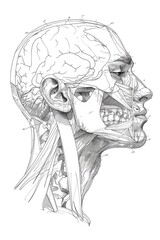 detailed sketch of a human face frontal view