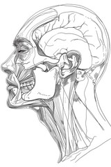 detailed sketch of a human face frontal view
