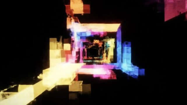 Pixelated Glitch Loop with 80s Retro Arcade Aesthetic &ndash; VHS, 8-Bit Pixel Noise Animation for Synthwave and Gaming Projects

