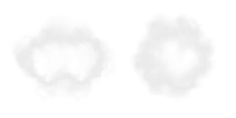 Vector realistic cloud, smoke or fog on isolated transparent background. Cloud png. Cloud, smoke, fog png.