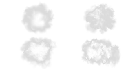 Vector realistic cloud, smoke or fog on isolated transparent background. Cloud png. Cloud, smoke, fog png.