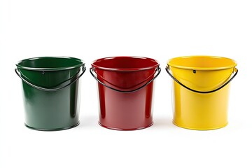 Three colorful metal buckets (2)
