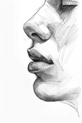 detailed sketch of a human face frontal view