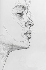 detailed sketch of a human face frontal view