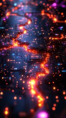 Fototapeta premium Abstract city lights on a circuit board