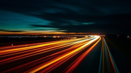 Obraz premium Night Highway Lightscape: Cityscapes in Motion