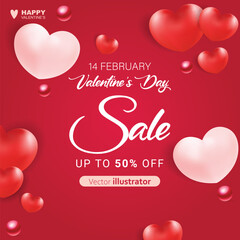 Valentine's day red hearts shape design. Templates for social media posts backgrounds, cover, poster, banners, marketing, sales promotion copy space vector illustration background