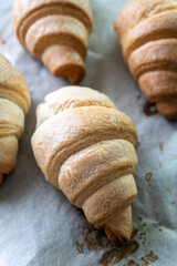 Homemade croissant with cherry jam. Dessert. Food. Pastry