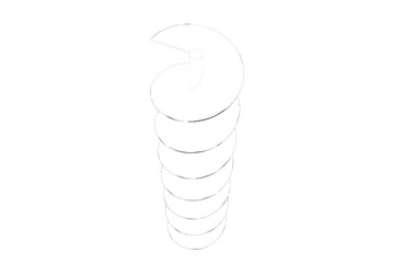 Simple Line Art Technical Drawing Monochrome Outline Wireframe Depiction of a Helical Drill Bit for Earth, Outline Illustration of a Spiral Earth Auger Drill Bit, a Helical Drill Bit for Earth on PNG