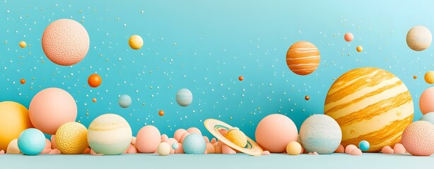 Fototapeta premium Minimalist aesthetic cosmic scene with dreamlike planets and stars in a minimalist aesthetic space art featuring colorful minimalist aesthetic design.