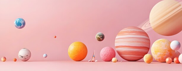 Minimalist aesthetic cosmic scene with dreamlike planets and stars in a minimalist aesthetic space art featuring colorful minimalist aesthetic design.