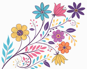 Fototapeta premium Floral nature vector illustration seamless pattern design