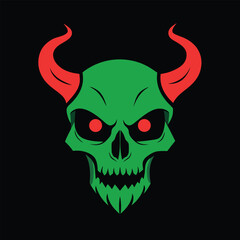 Angry neon green zombie with glowing yellow eyes icon outline vector illustration