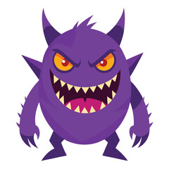 Angry vampire bat with glowing red eyes on white icon outline vector illustration