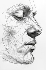 Fototapeta premium detailed sketch of a human face frontal view