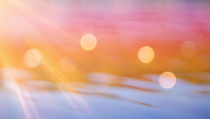 Abstract Sunset Bokeh Background Soft Pastel Colors and Sun Rays