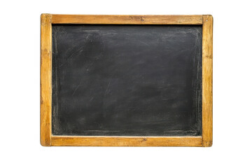 Vintage chalkboard with wooden frame for messages and announcements on transparent background
