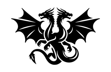Two-headed dragon silhouette vector 