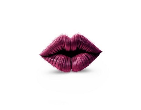 Magenta Lips on Black Background Aesthetic Design