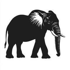 Fototapeta premium Wild Elephant Silhouette in Natural Stance