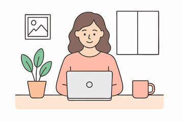 Woman Working From Home Laptop, Comfort, Productivity