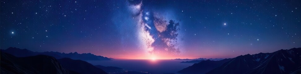 Naklejka premium Vast expanse of starry night with ample copy space below , art, constellations