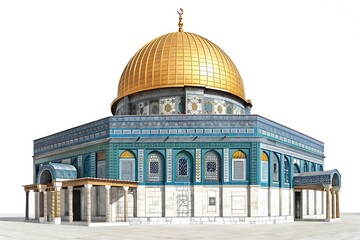 Obraz premium Golden Dome of the Rock Mosque, Jerusalem, a stunning architectural masterpiece.