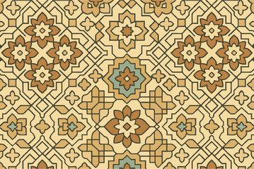Elegant Geometric Pattern Seamless Beige and Brown Floral Design