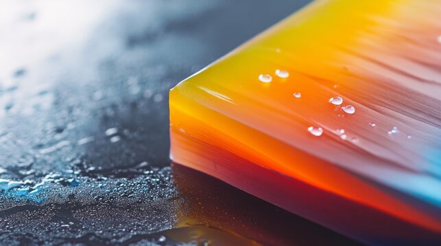 Close-up of Colorful Piece of Kue Cubir with Water Droplets
