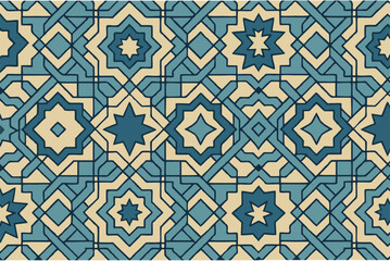 Elegant Geometric Pattern Teal and Beige Islamic Design