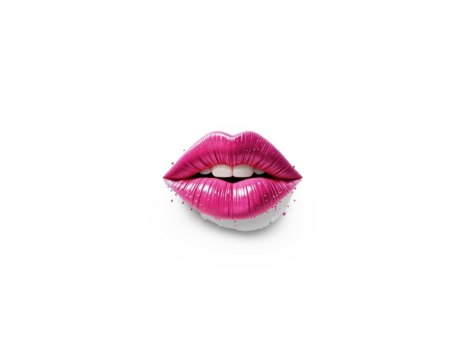 Pink Lips Illustration Against Black Background for Beauty Design - Powered by Adobe