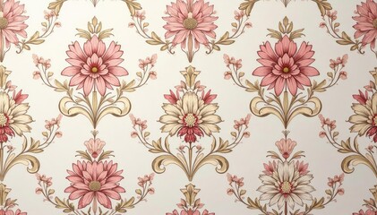 Elegant floral damask pattern in muted pastel shades for interior spaces , muted, shades