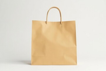 Empty brown kraft shopping bag on white backdrop , paper bag, product