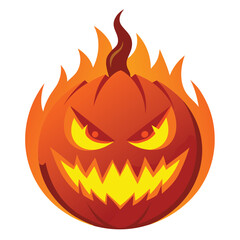 Glowing jack o lanterns carved pumpkins with light icon outline vector illustration