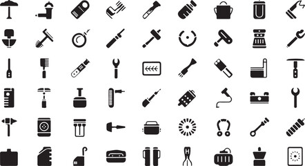 Tools and Service icons set. Wrench, screwdriver and gear icon. Screwdriver and wrench glyph icon. Settings and repair, service sign - stock vector.