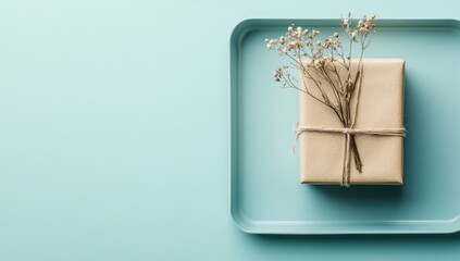 Simple gift on teal tray