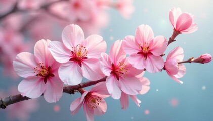 Naklejka premium Intertwined blossoms, soft pastel shades, delicate lines, whimsical, nature, design