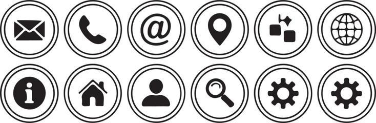 Web Kontakt Symbol icon set. Kontakt Icons Buttons collection. Vector illustration