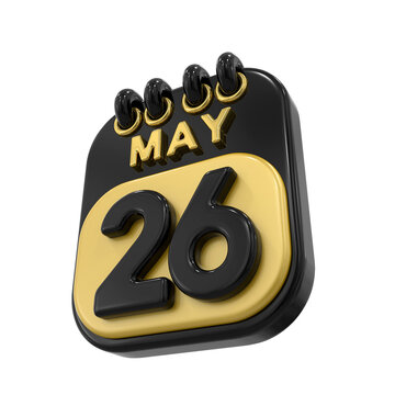 black and gold may 26 calendar clip art preview