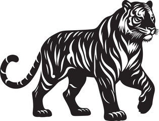 Obraz premium Tiger Black Silhouette Vector, Wild Animal Clipart & Powerful Jungle Design
