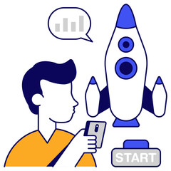 Conceptual flat design icon of launcher