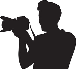 Silhouette Of A Photographer With Camera Taking Pictures Professional Visual Art