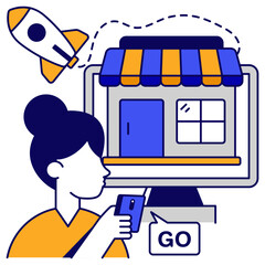 Shop launch icon, modifiable vector