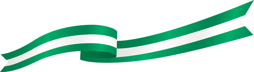 Green and White Nigeria Flag Wavy Ribbon Corner Border Illustration
