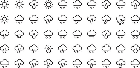Leverage a comprehensive set of weather icons to accurately depict various meteorological conditions in mobile apps, forecasting websites, and climate research presentations, ensuring user clarity.