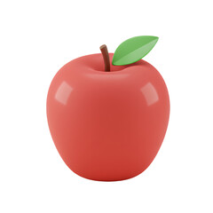 Vibrant Red Apple 3D Render: A Juicy, Shiny Fruit Illustration